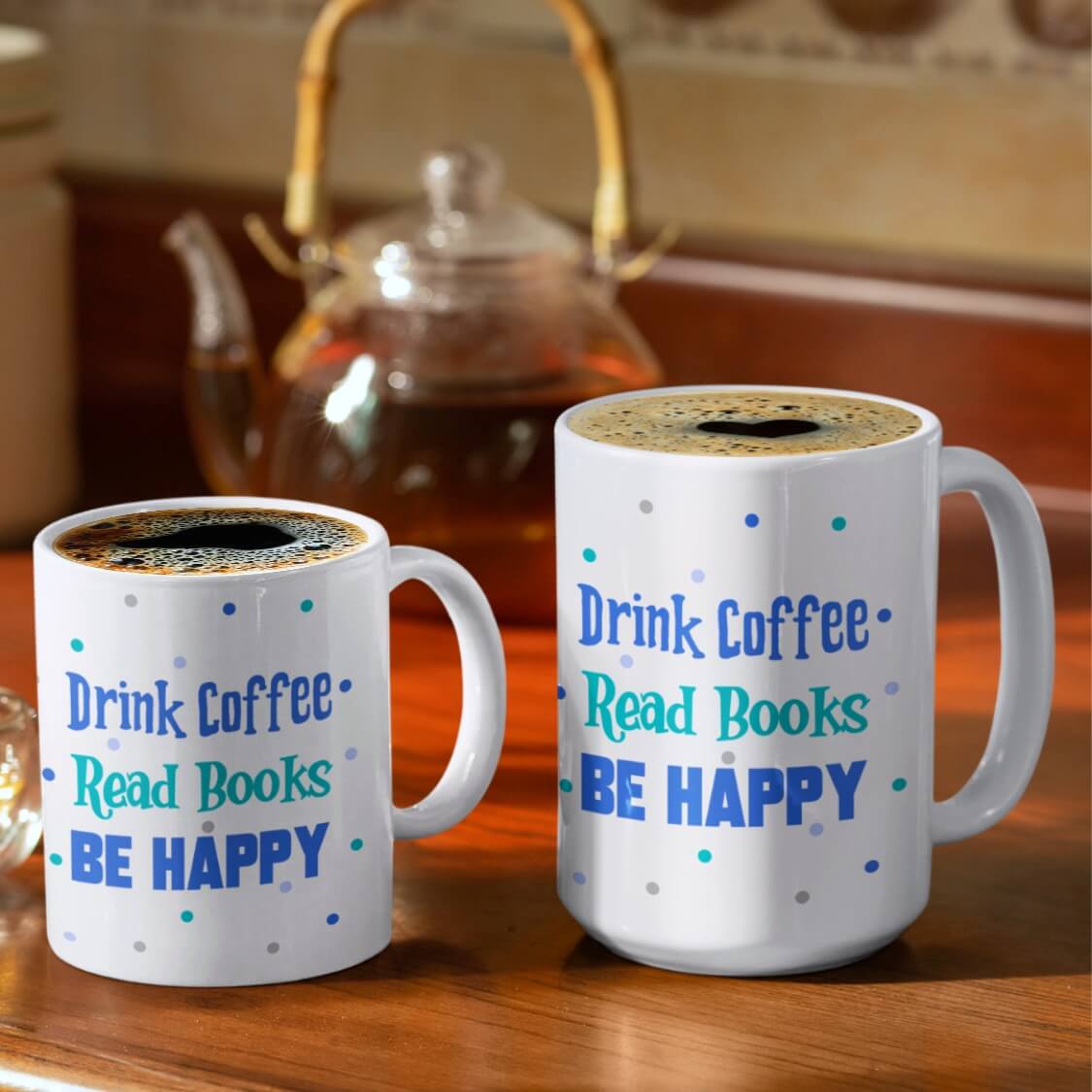 Drink, Read, Be Happy Coffee Mug
